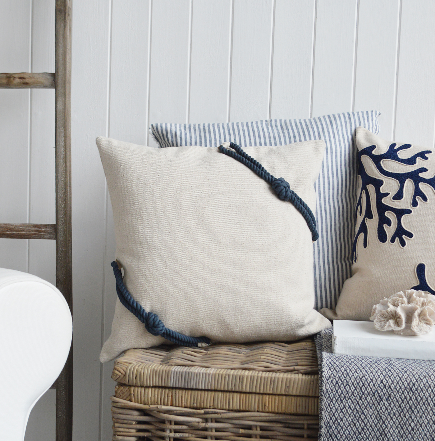 Navy Rope Coastal Cushion Cover Beach House Coastal Interiors