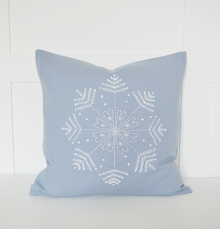 The White Lighthouse. Pale Blue Heart Cushion Cover. New England and White Home Interiors and furniture