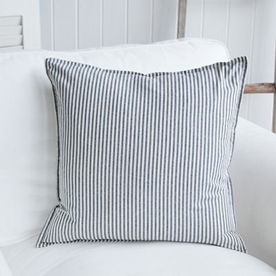 Rhode Island Striped Cushion Covers Linen Blends - New England, Hamptons, Modern Farmhouse and coastal cushions and interiors - navy stripe 