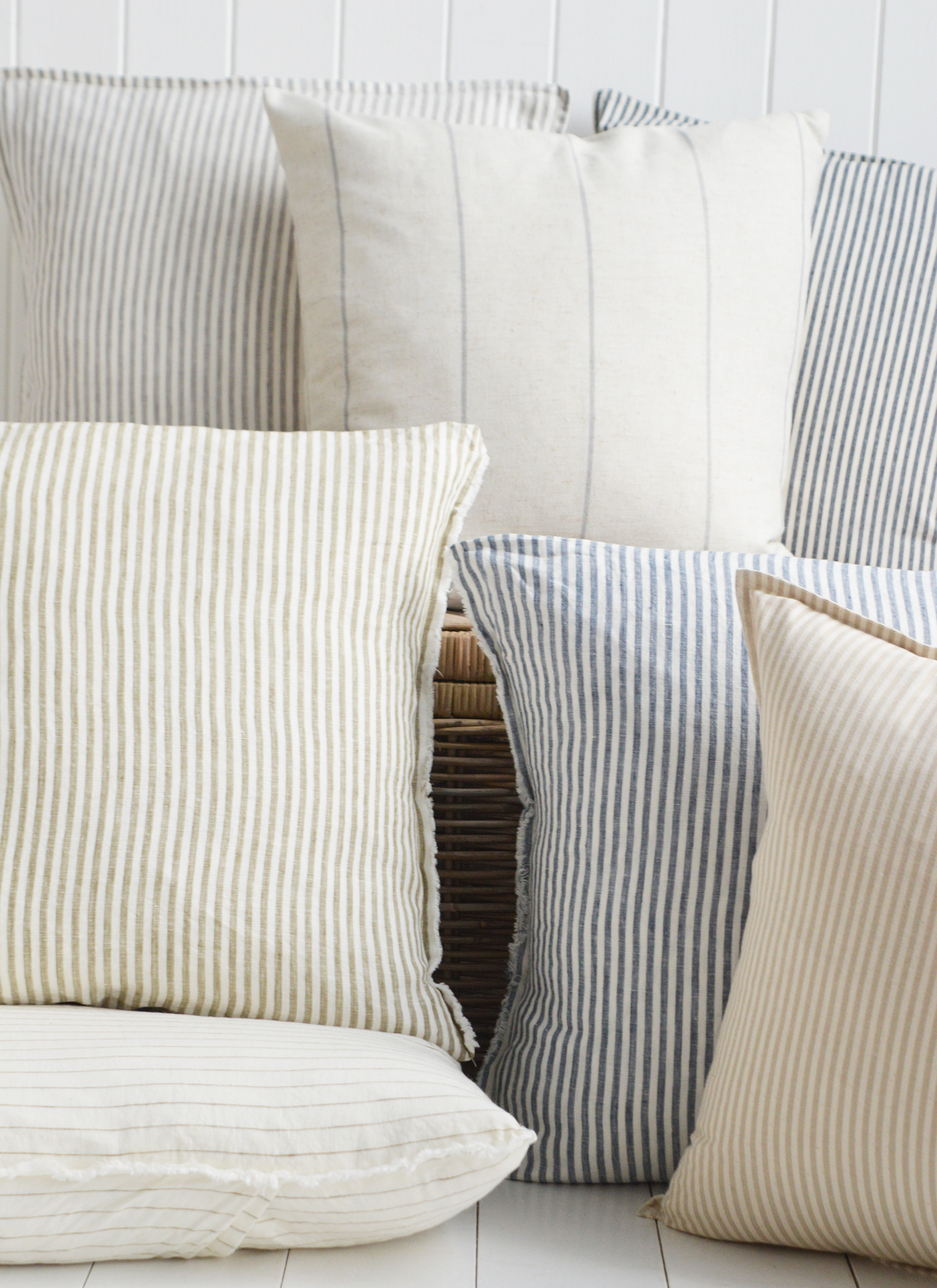 Rhode Island Striped Cushion Covers Linen Blends - New England, Hamptons and coastal cushions and interiors