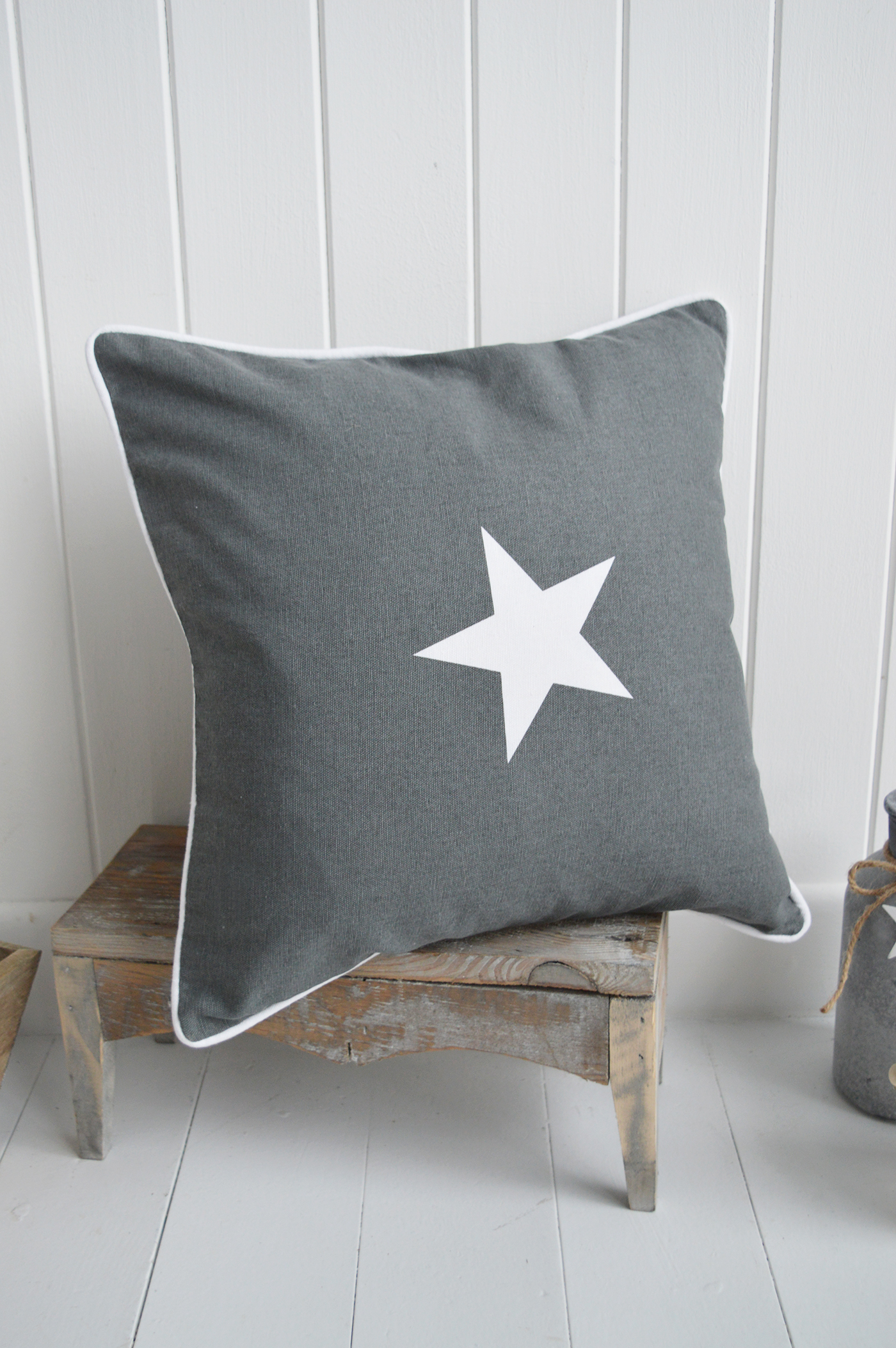New England style cushions for home interiors - Grey Star Cushion 