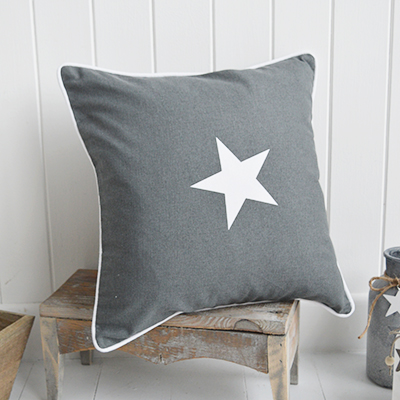 New England style cushions for home interiors - Grey Star Cushion