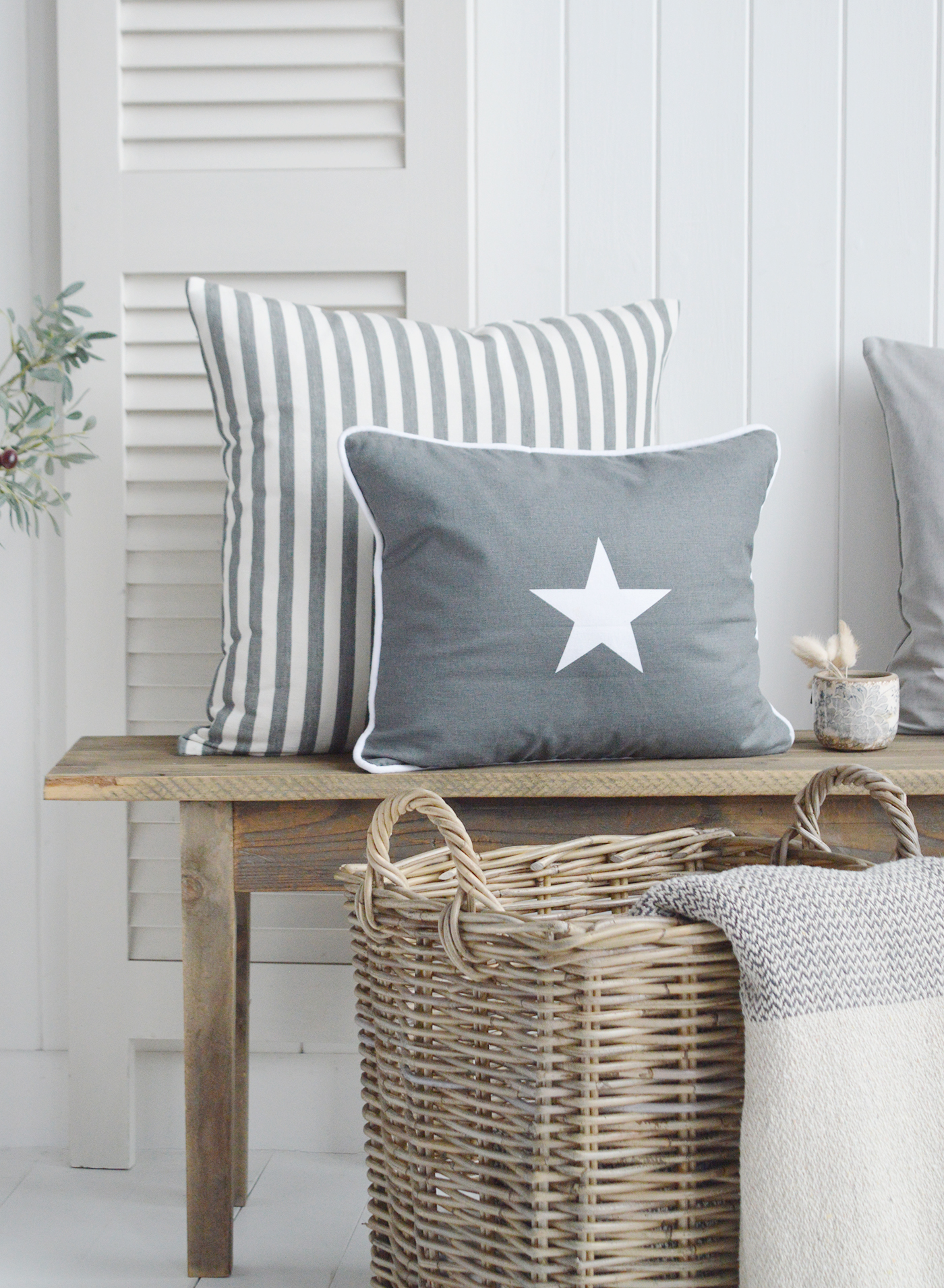 Brey Star Cushion for New England style coastal, country and modern farmhouse styled interiors