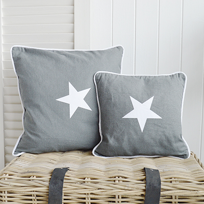 New England style cushions for home interiors - Grey Star Cushion