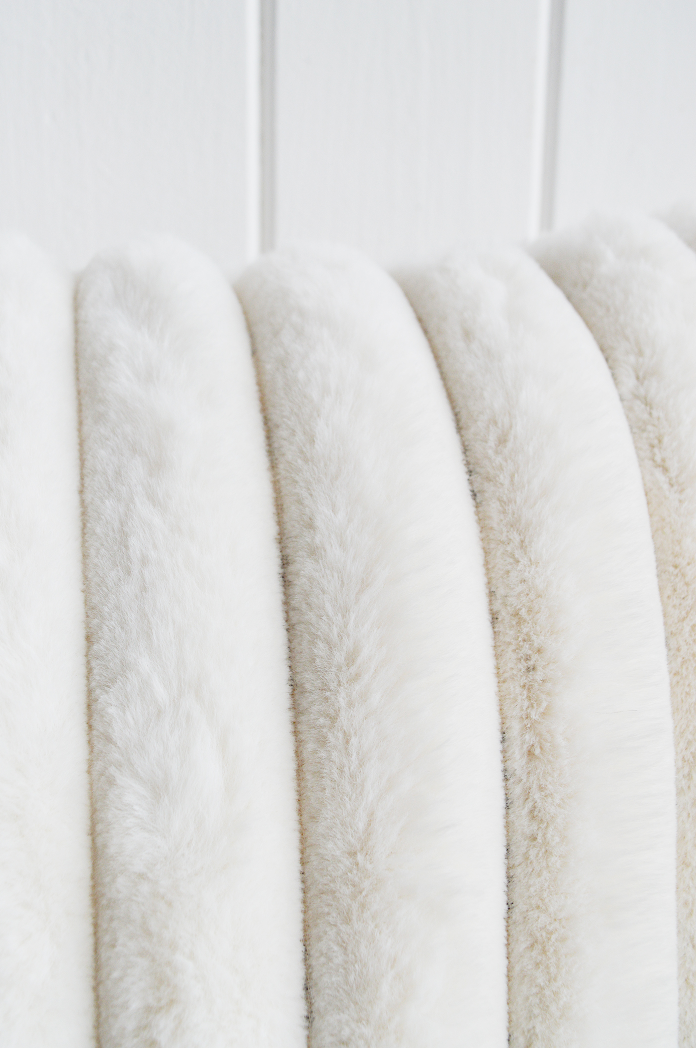 Jackson ivory white faux fur cushion cover - The White Lighthouse Hamptons and New England Interiors. Coastal, country and modern farmhouse
