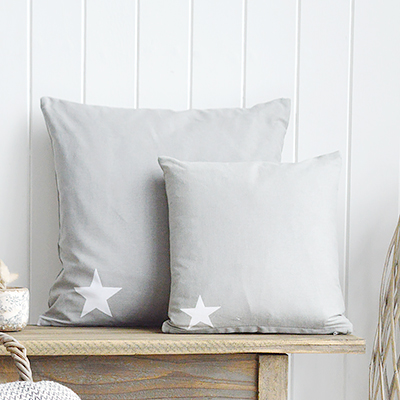 New England style cushions for home interiors - Pale Grey Star Cushion