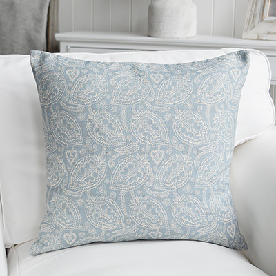 Maple Grove Vintage style blue cushion - New England country and coastal cushions and interiors
