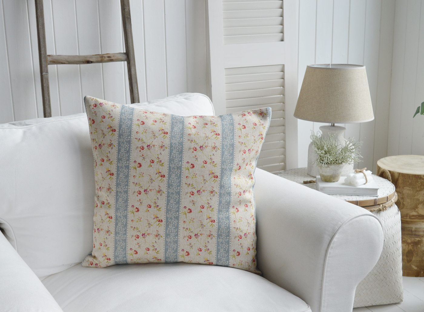 Vintage style New England cushion for coastal, modernfarmhouse and country homes and interiors