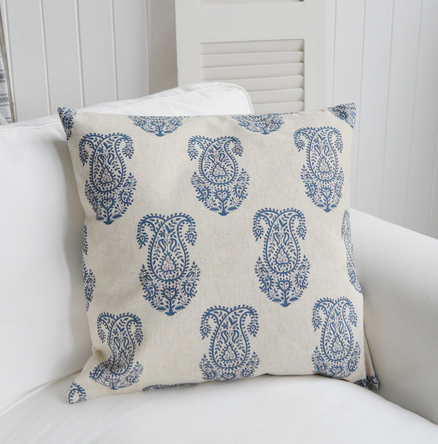 Colton Navy Blue Paisley cushion Luxury New England style cushions