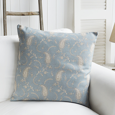 Piermont Vintage style blue cushion - New England country and coastal cushions and interiors