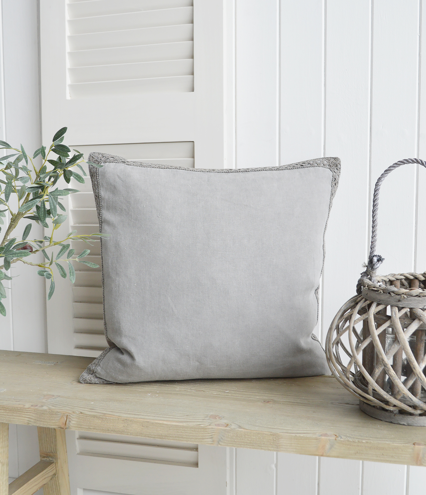 The White Lighthouse. New England Style Country, Coastal and White Furniture and accessories for the home. Richmond 100% stonewashed Linen Feather Filled Cushion
