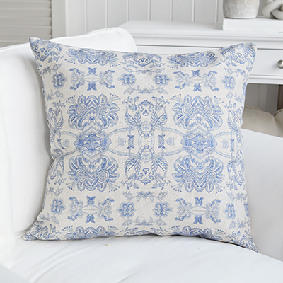 Williston Navy Vintage style cushions - New England country and coastal cushions and interior