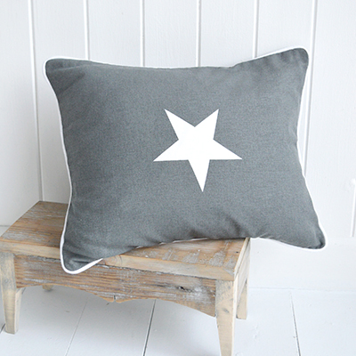 New England style cushions for home interiors - Grey Star Cushion