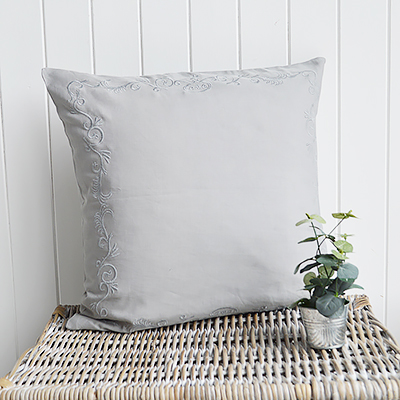 Mayfair linen embroidered cushions in range of complementing colours and sizes