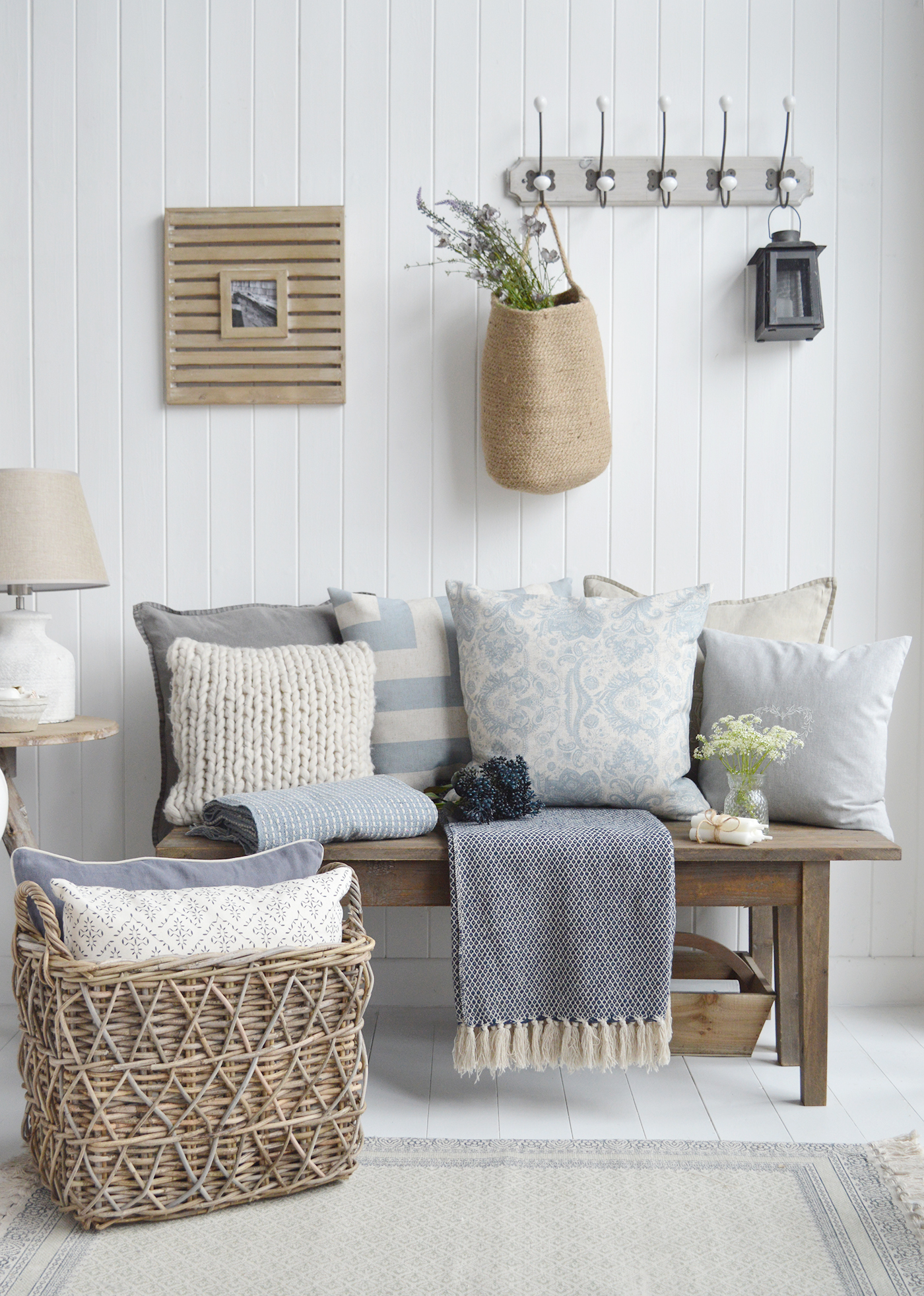 New England cushions and soft furnishing for coastal, modern country and farmhouse homes and interiors