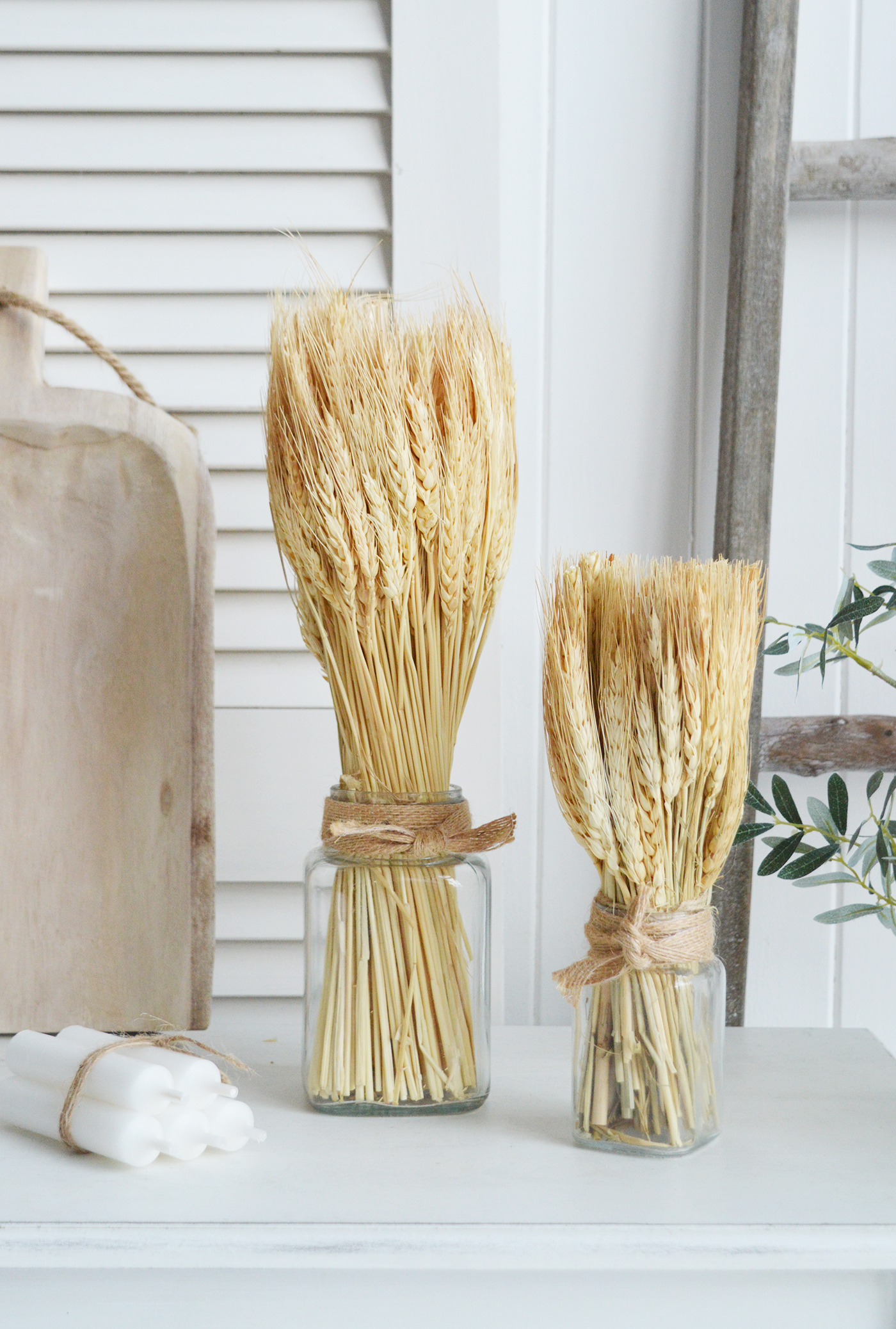 Dried Grass Bouquets in Terracotta Pot for New England style homes and interiors in the city, country and by the coast 