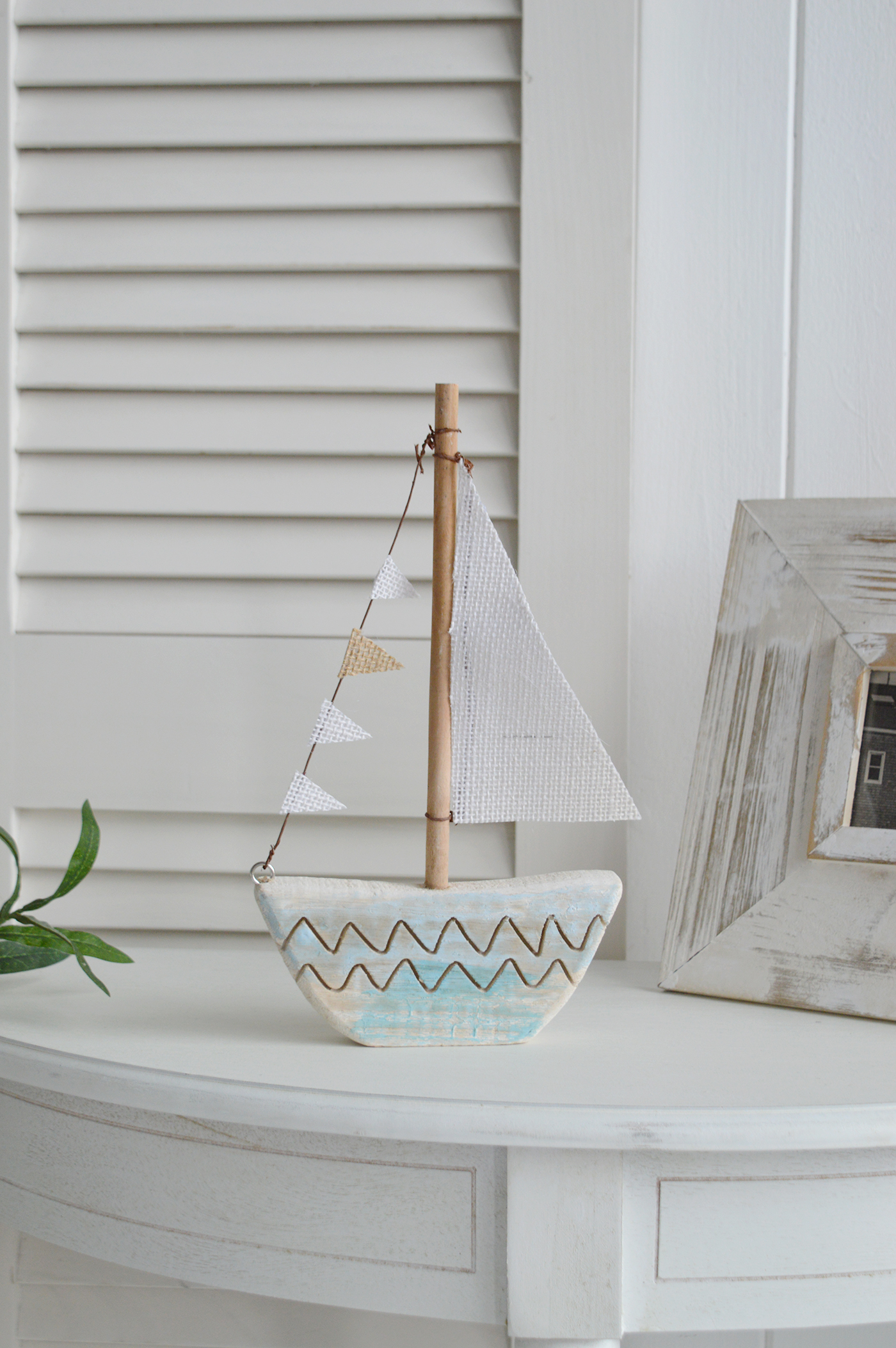 Driftwood Sailing Boat - New England Coastal and Beach House Style Home Decor