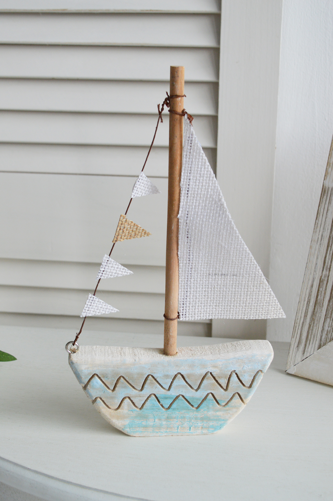 Driftwood Sailing Boat - New England Coastal and Beach House Style Home Decor