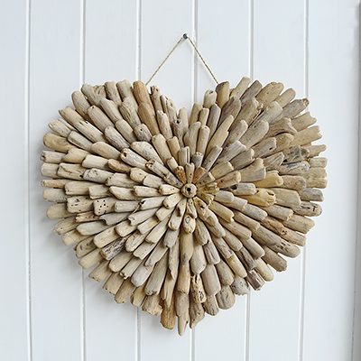Driftwood heart. New England Coastal and Beach House Style Home Decor and home decor accessories for the home interiors