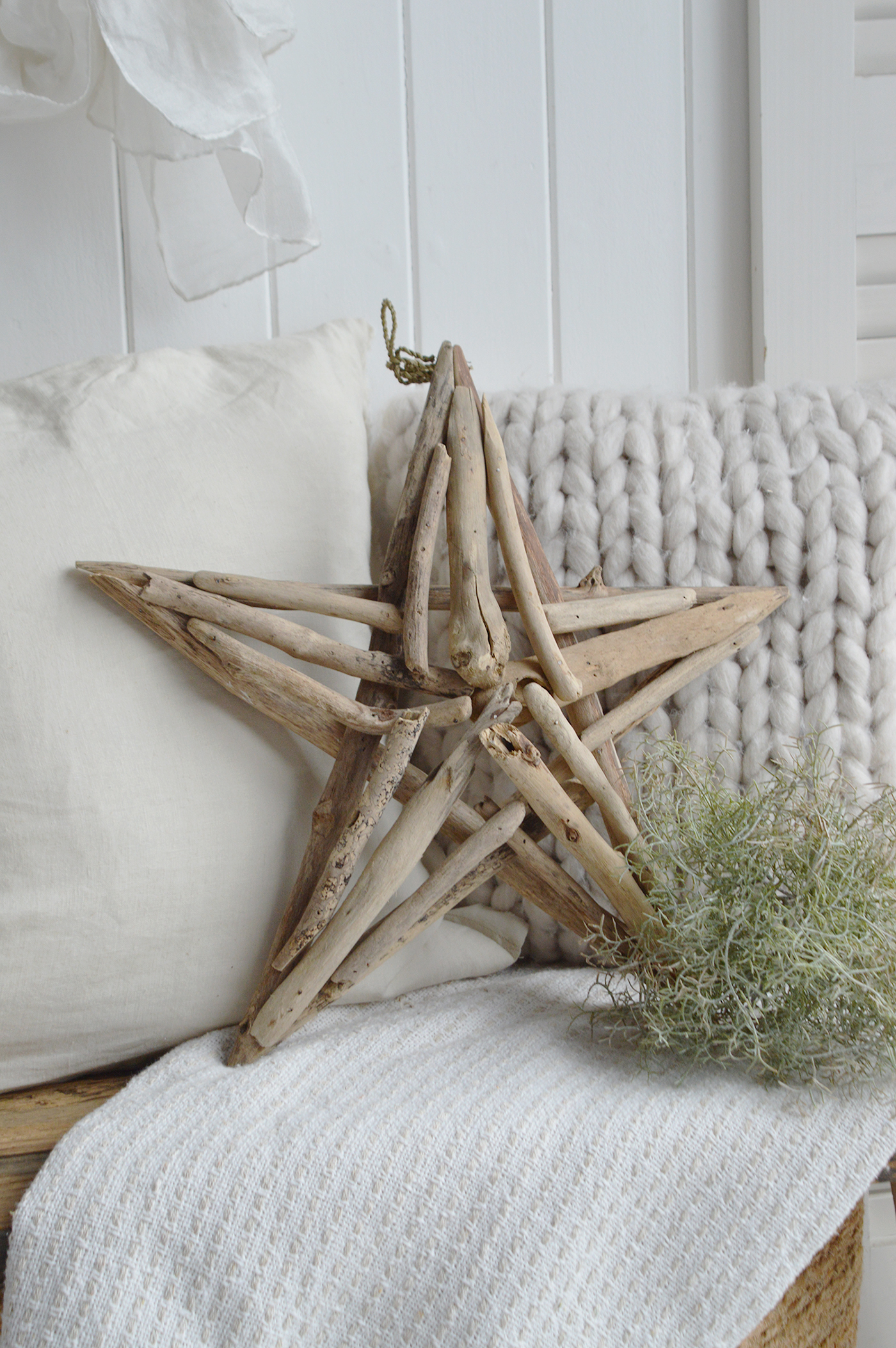 Driftwood wooden stars for beach house inspired interiors