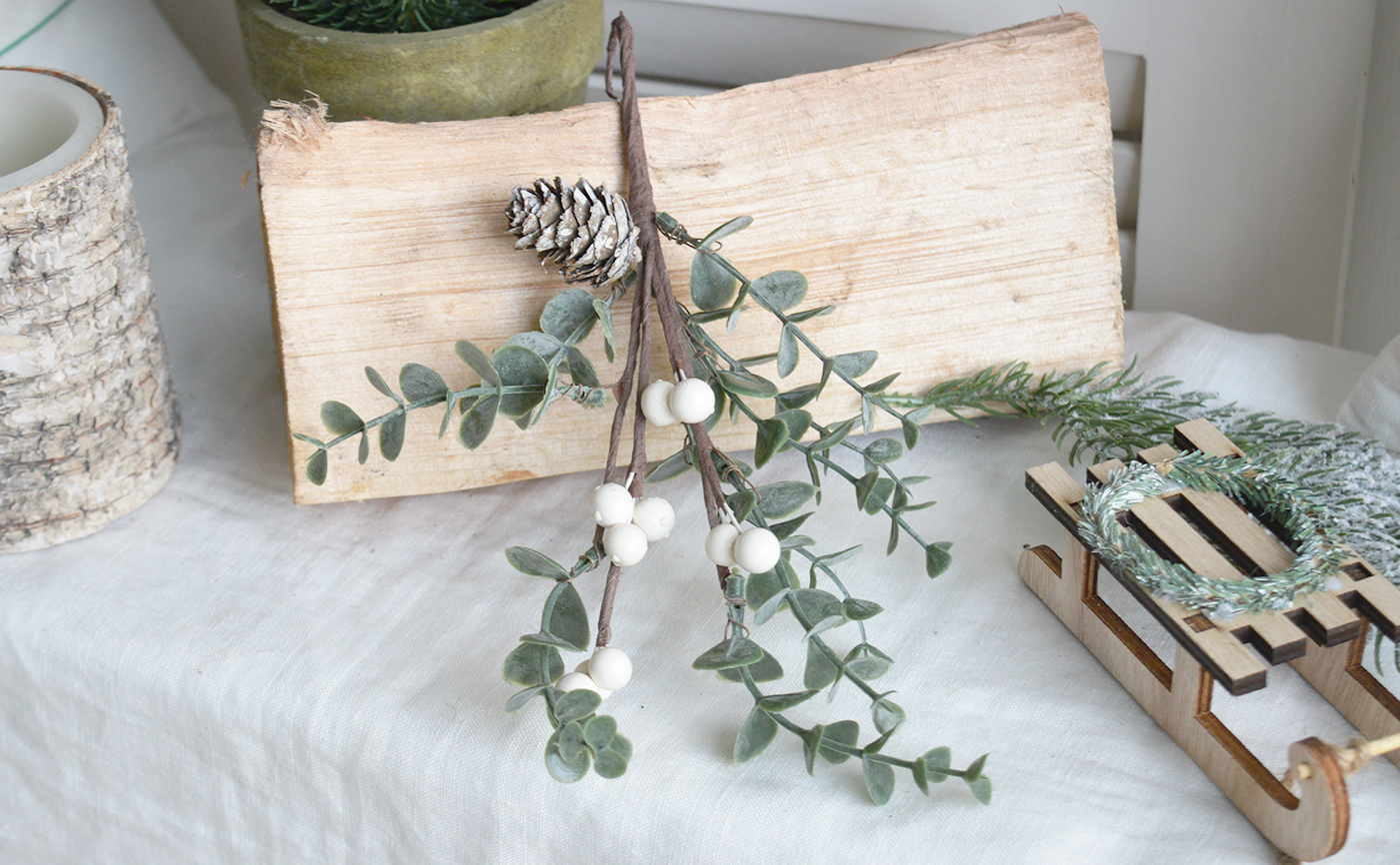 Faux White Berry & Cone Sprig from The White Lighthouse Home Furniture and Interiors