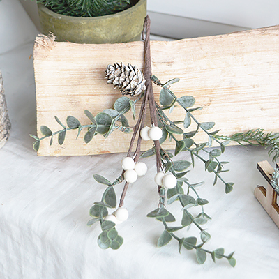 Faux White Berry & Cone Sprig from The White Lighthouse Home Furniture and Interiors