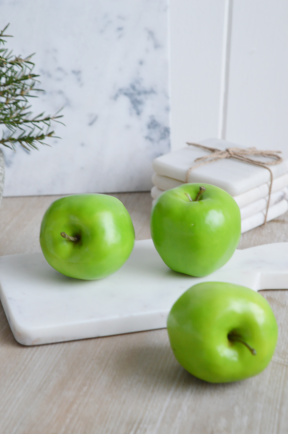 Decorative realistic faux Granny Smith Apple - New England interiors for modern farmhouse and coastal interiors