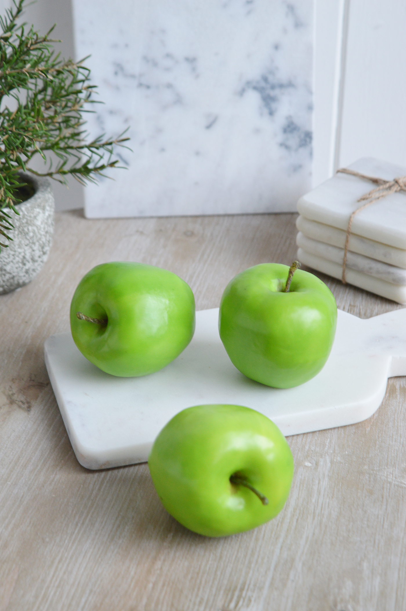 Decorative realistic faux Granny Smith Apple - New England interiors for modern farmhouse and coastal interiors