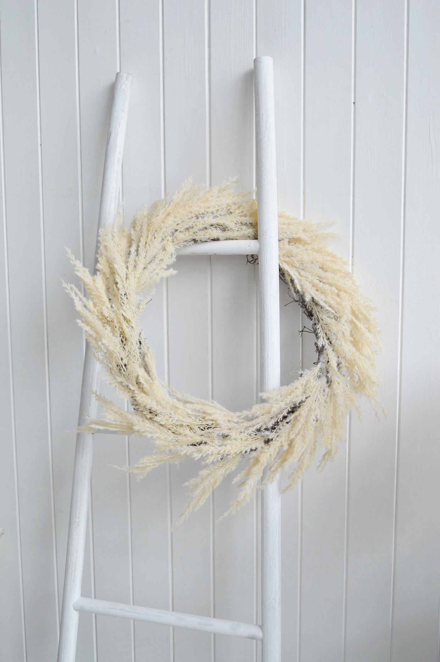 Faux Beige Pampass Wreath - New England Country and Coastal Furniture and Interiors