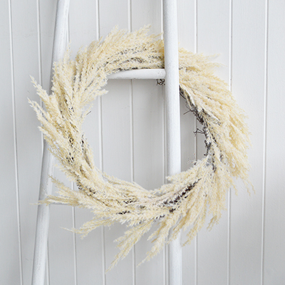 Faux beige Pampass wreath for modern farmhouse, country and coastal homes and interiors