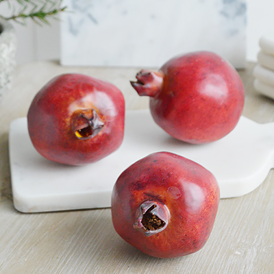 Decorative realistic faux Pomegranate - New England interiors to complement our range of modern farmhouse, countyr and coastal furniture