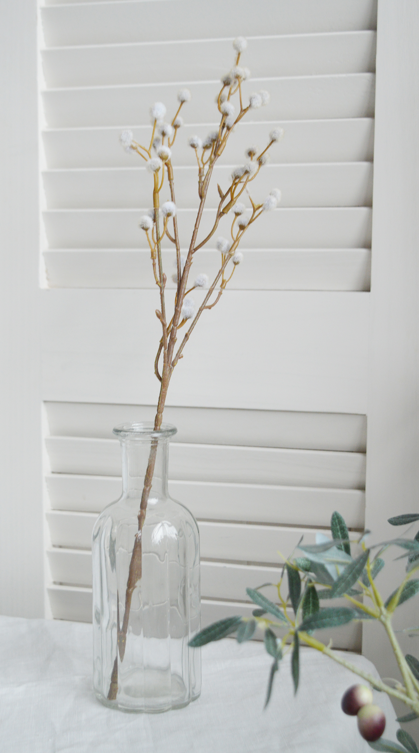 Faux Pussy Willow sprig - New England coastal, modern farmhouse and country furnutyre and interiors