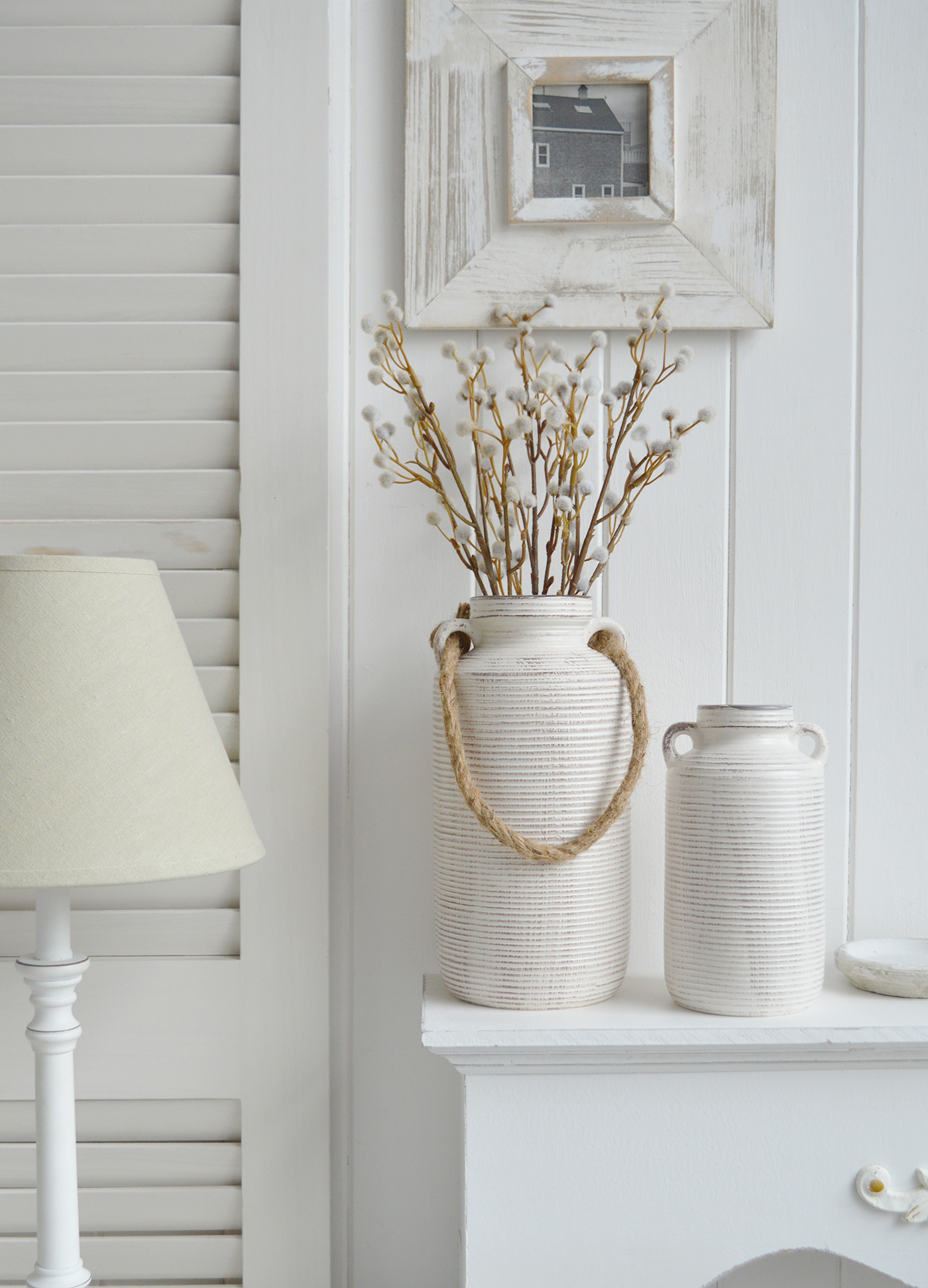 Lakeville White Wash Vases - New England Coastal, Country and Modern Farmhouse Interiors