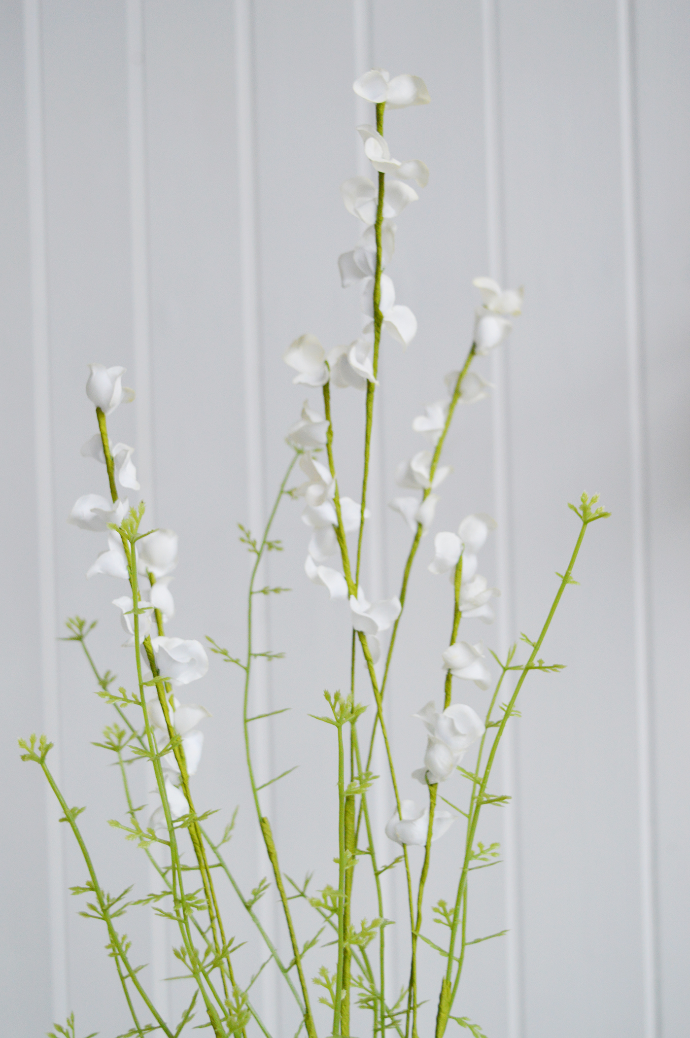 Faux White Lupin Spray. New England coastal, and modern country and farmhouse interiors