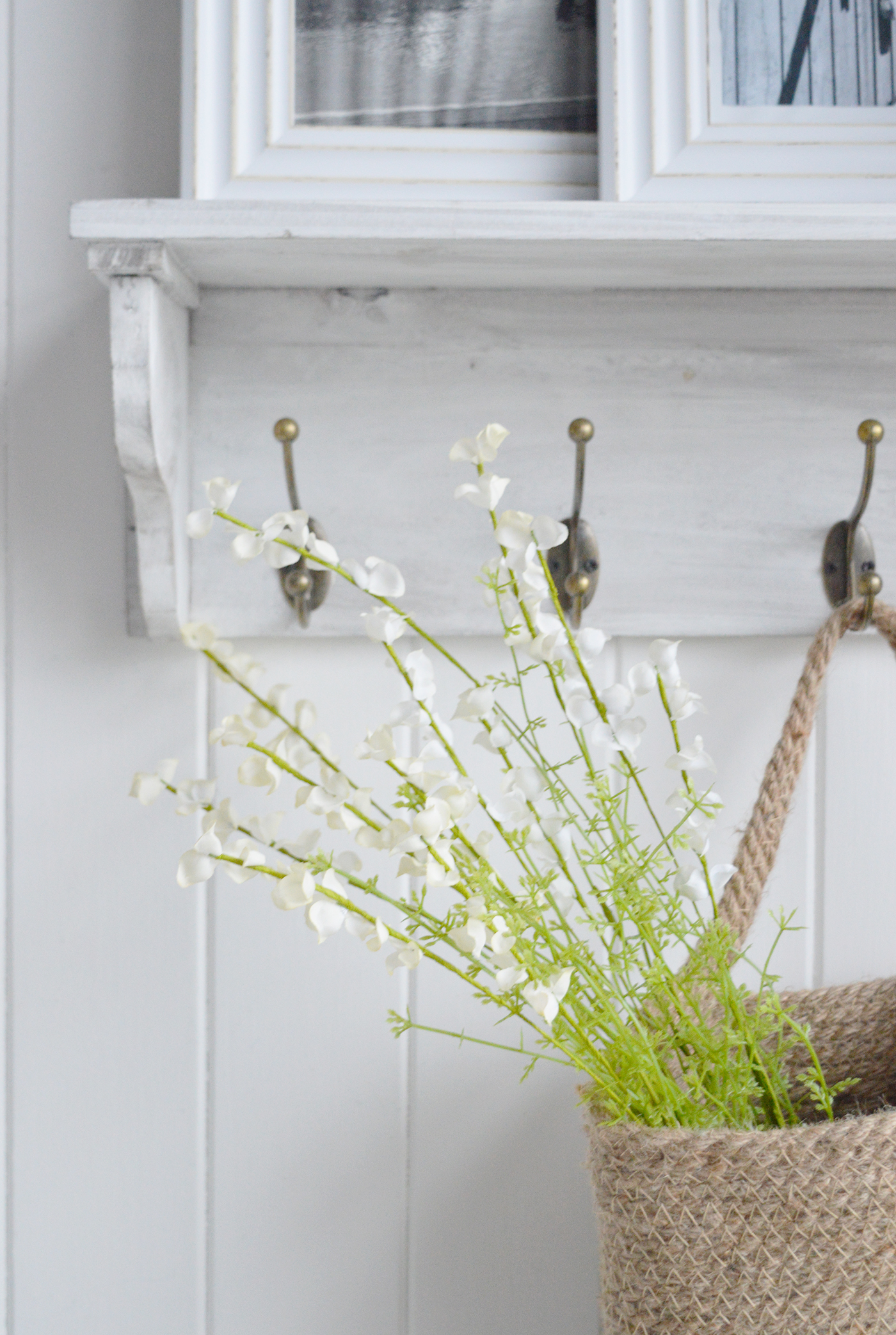 Faux White Lupin Spray. New England coastal, and modern country and farmhouse interiors