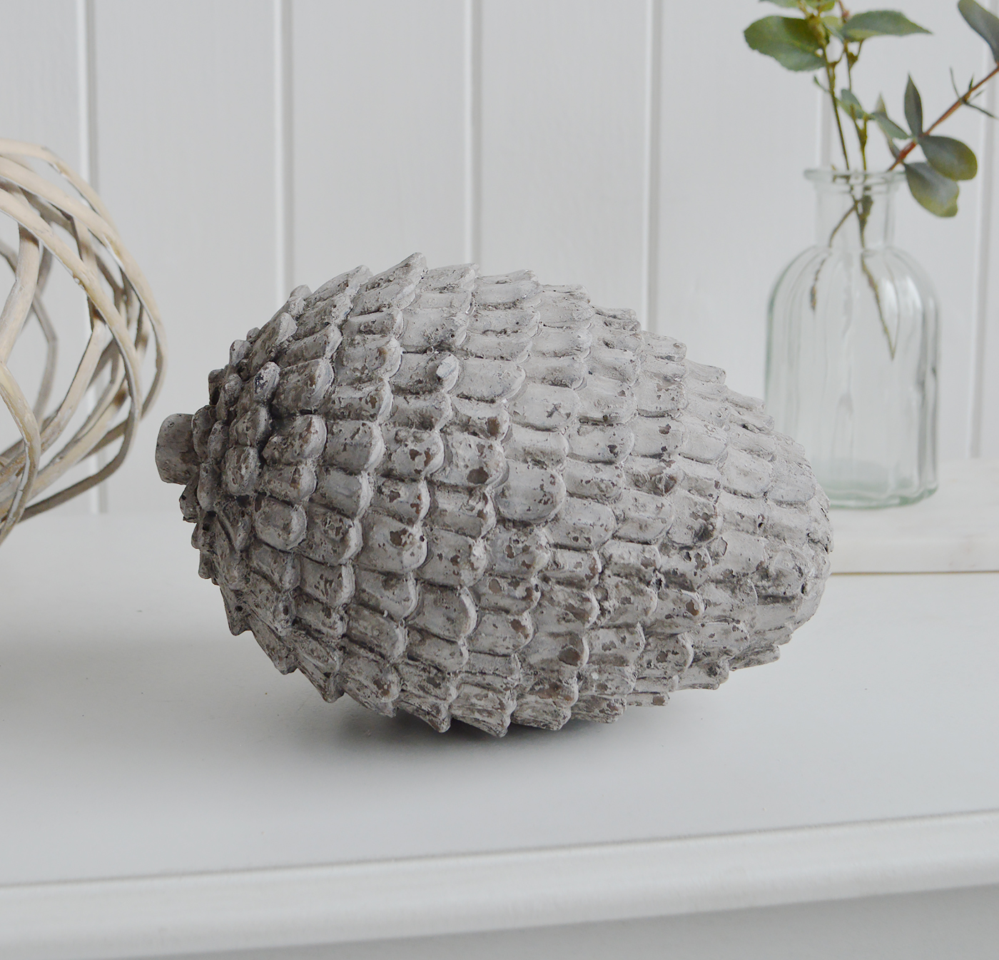 Decorative large grey fir cone The White Lighthouse Furniture UK
