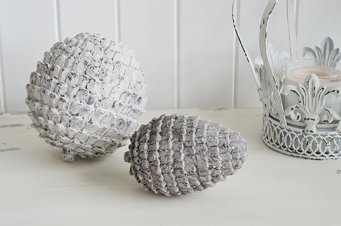 A vintage style small decorative fir cone in an aged grey.

A gorgeous decorative piece to add texture to every room in the home... 

Create a beautiful home in all styles of interior from coastal to cottage, city to country.