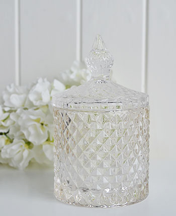Glass trinket jar for dressing table