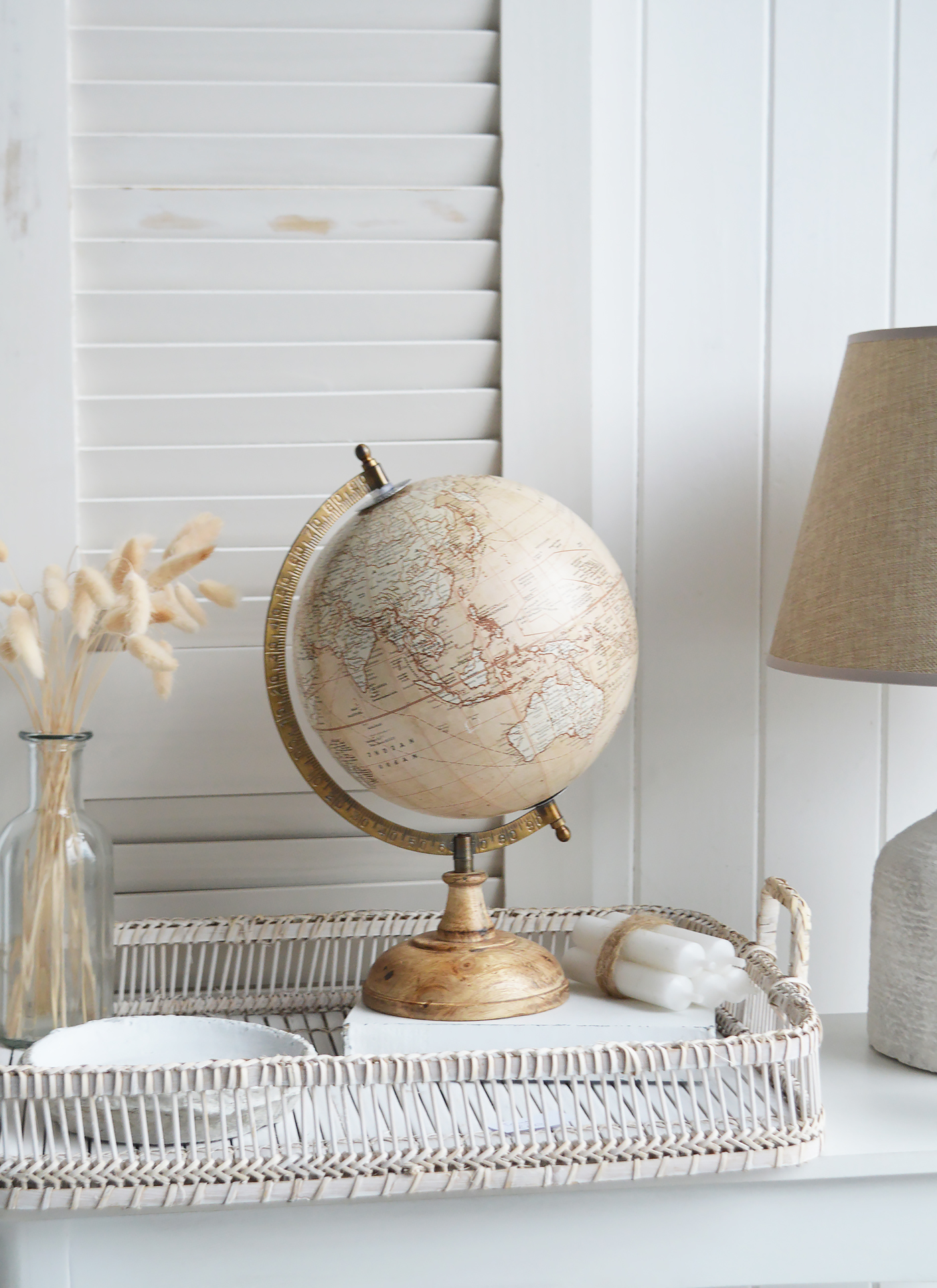 Decorative Spinning Globe - Coastal Hamptons Home Decor