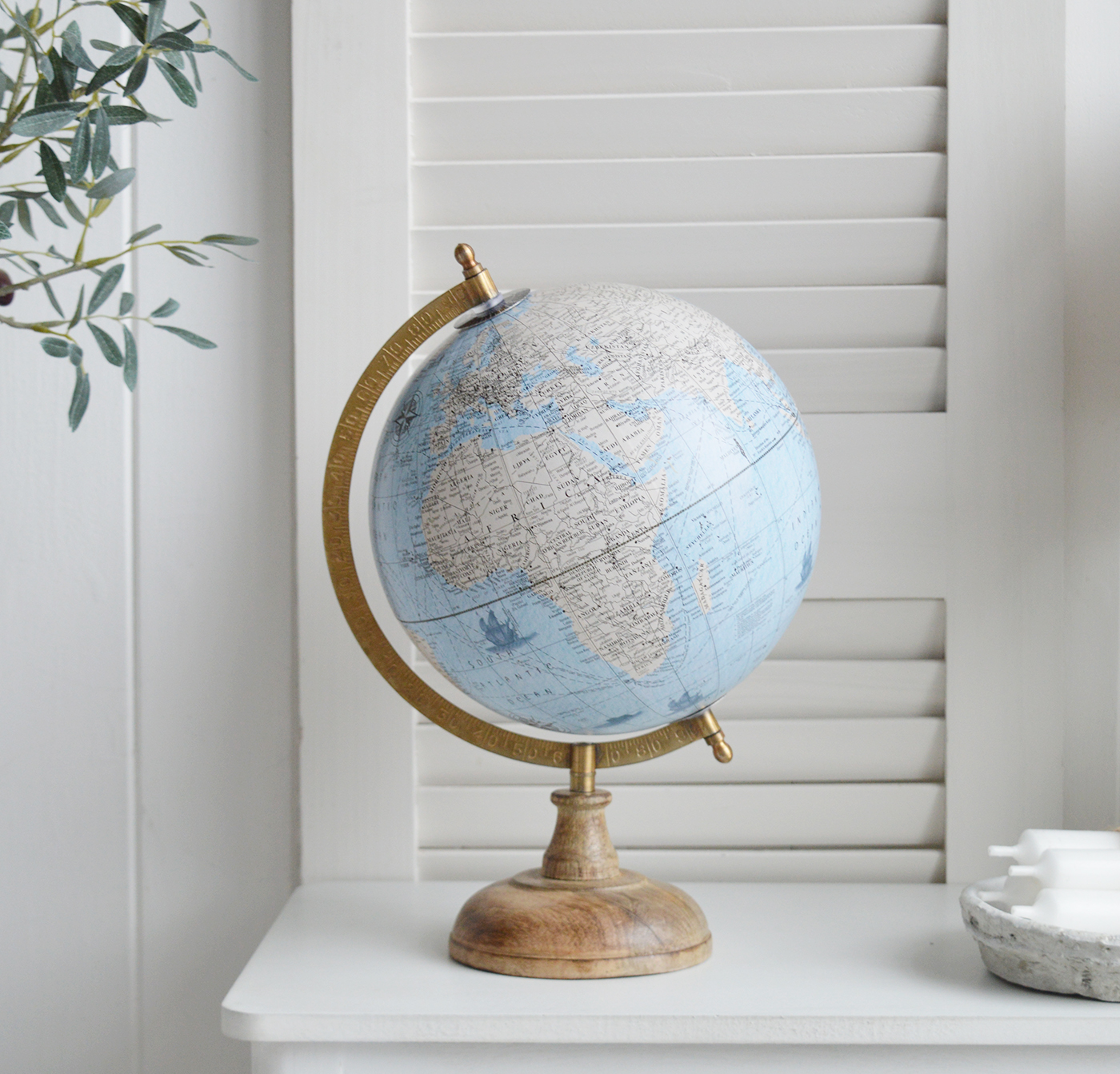 Decorative Spinning Globe - Coastal Hamptons Home Decor