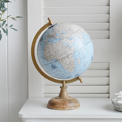 Luxury Chic Coastal nautical decorative accessories for the home by the sea. Decorative vintages globe