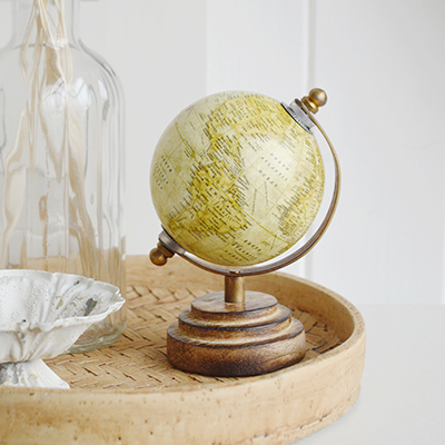 Mini Globe from The White Lighthouse Furniture and Home Interiors for New England, country, coastal and city homes for hallway, living room, bedroom and bathroom