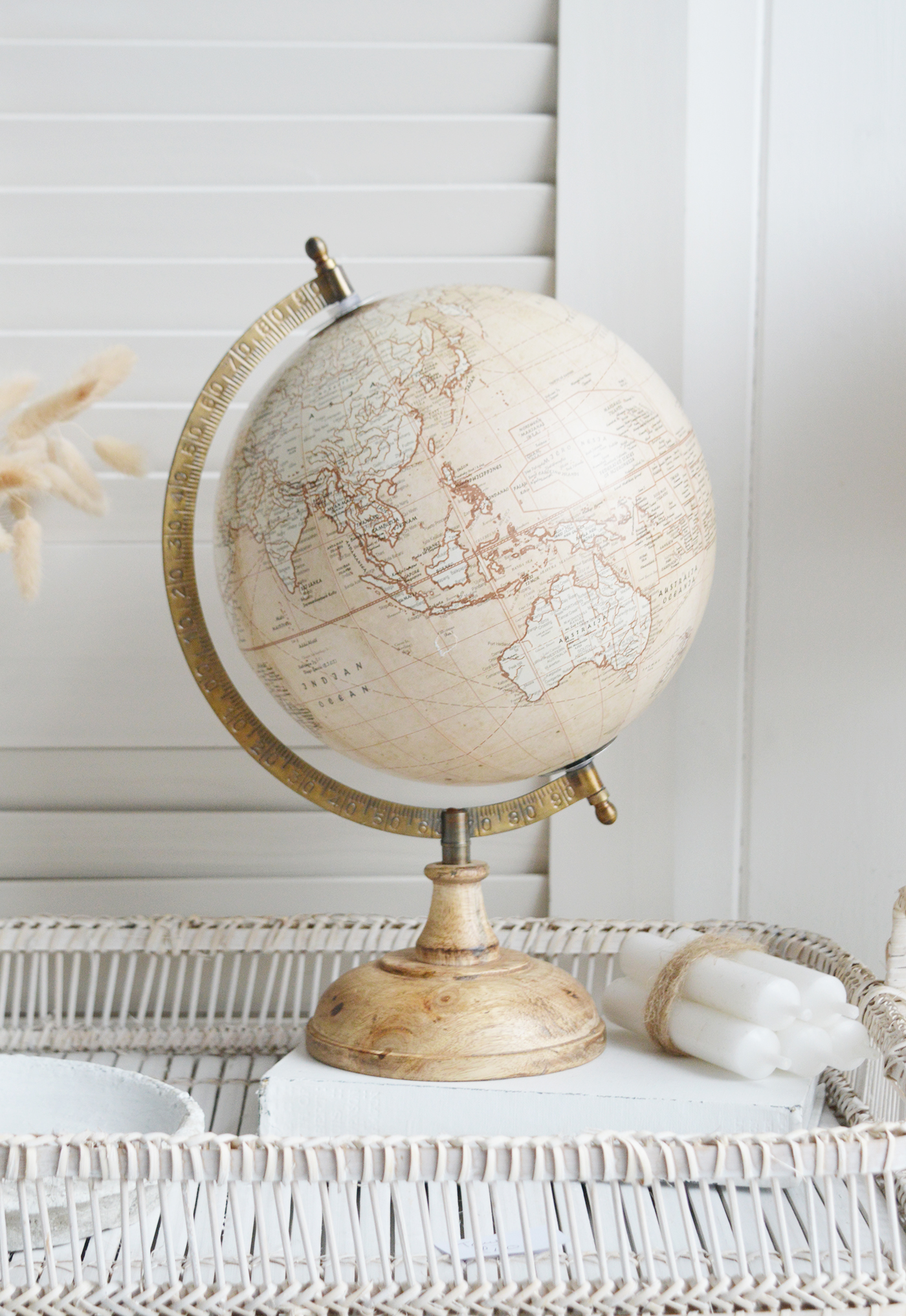 Decorative Spinning Globe - Coastal Hamptons Home Decor