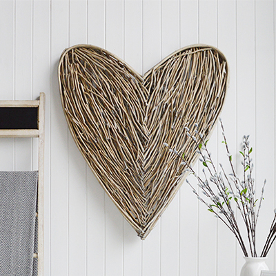 Large wall grey willow rustic heart