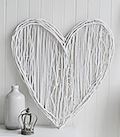 Large white willow heart for wall decor