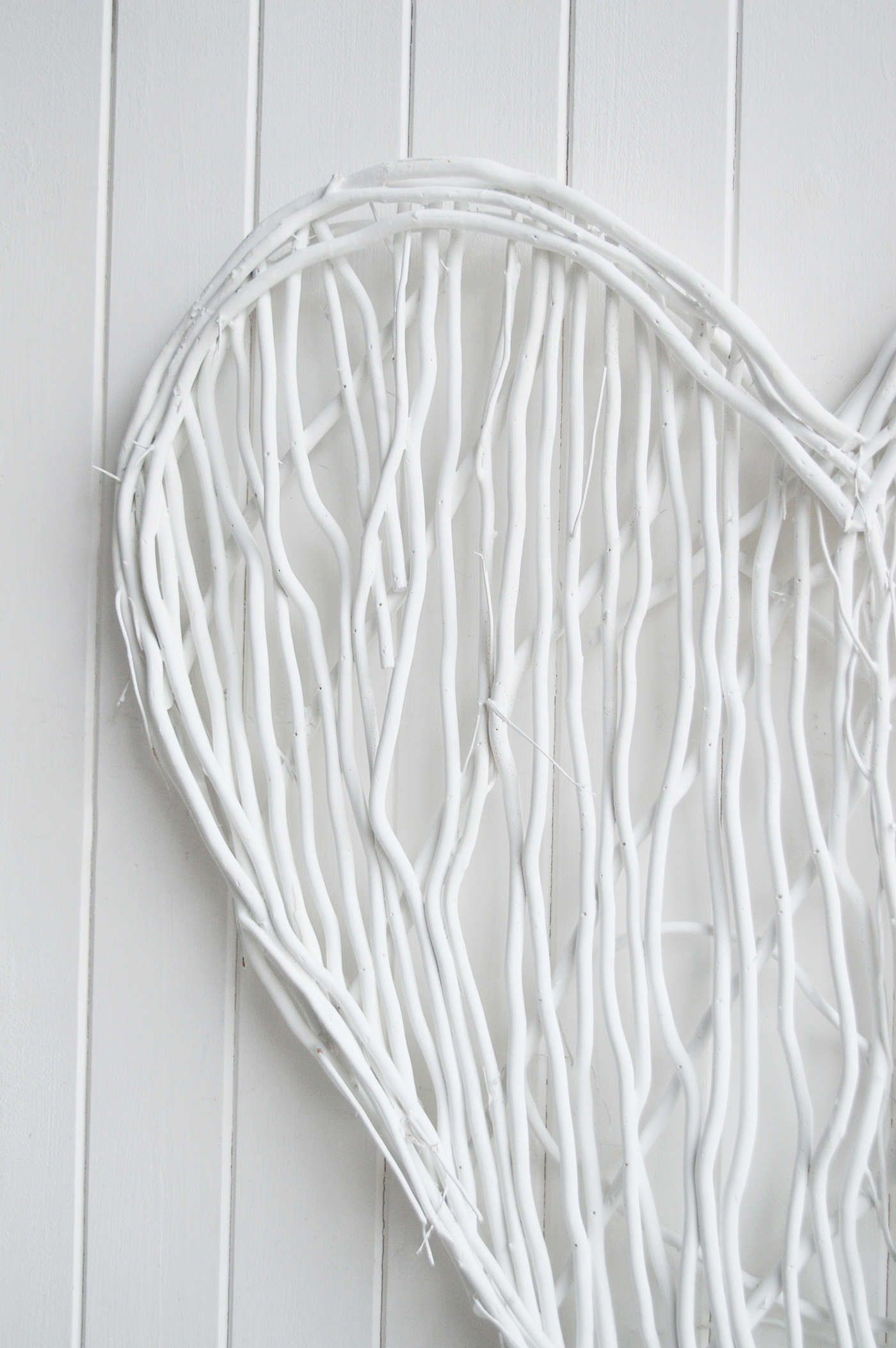 Large White Willow Heart Wreath - Coastal White Home Interiors