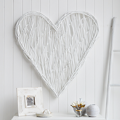 Large White Willow Heart Wreath - Coastal White Home Interiors