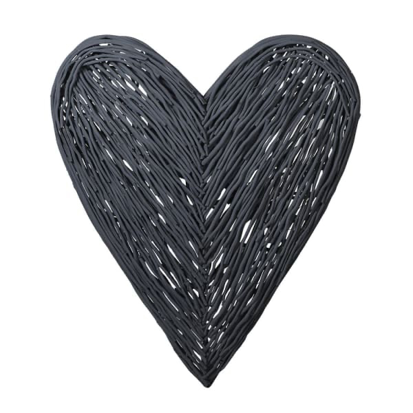 A beautiful large rustic dark grey willow heart wreath to hang on a wall in your living room, bathroom, bedroom or hallway... or could be set on a mantle, table or shelf