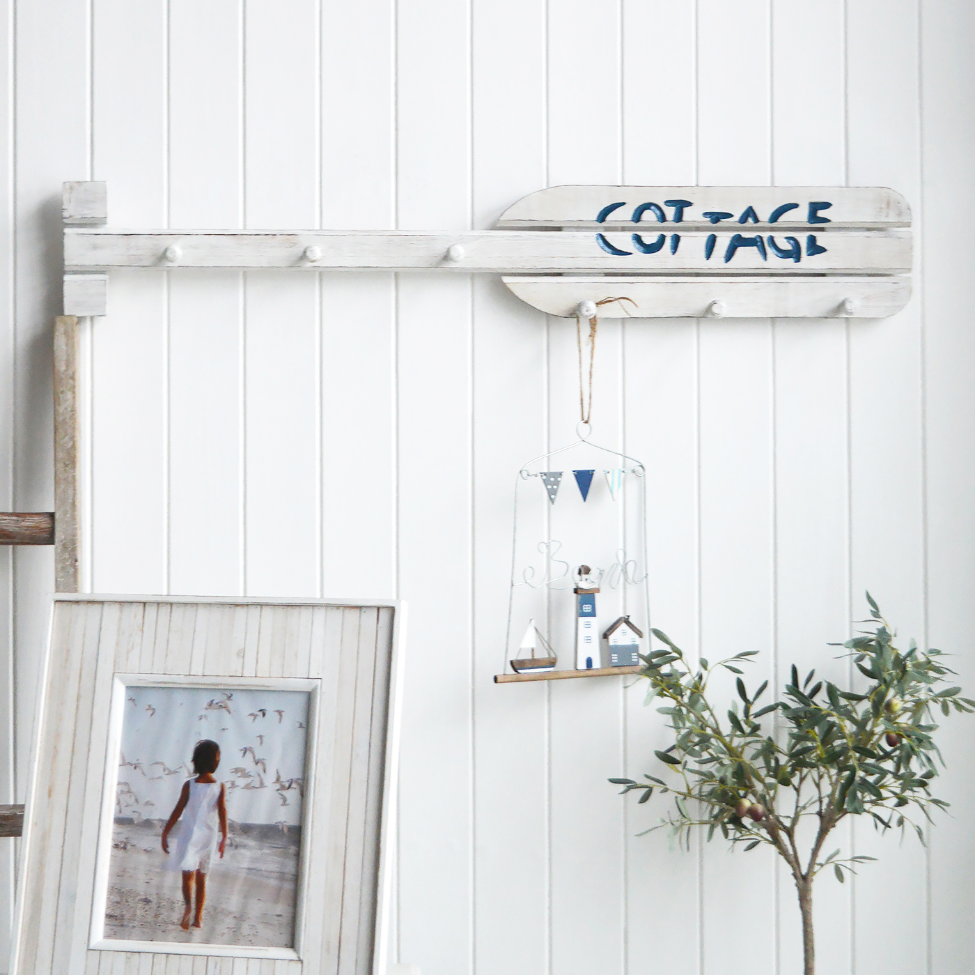 White Beach Cottage Peg Rail from The White Lighthouse. Furniture and accessories for the bedroom, bathroom, hall and living room New England furniture and interiors for coastal, country, farmhouse and city homes