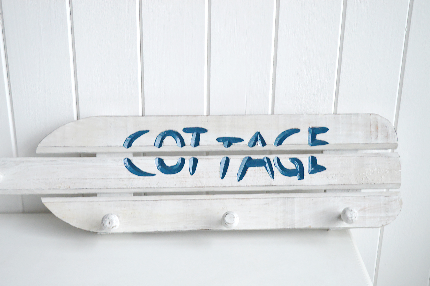 White Beach Cottage Peg Rail from The White Lighthouse. Furniture and accessories for the bedroom, bathroom, hall and living room New England furniture and interiors for coastal, country, farmhouse and city homes